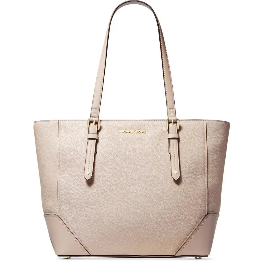 Michael Kors Aria Large Leather Tote Bag Soft Pink Gold Handbag Gold Tone - Lining: Pink, Exterior: soft pink gold