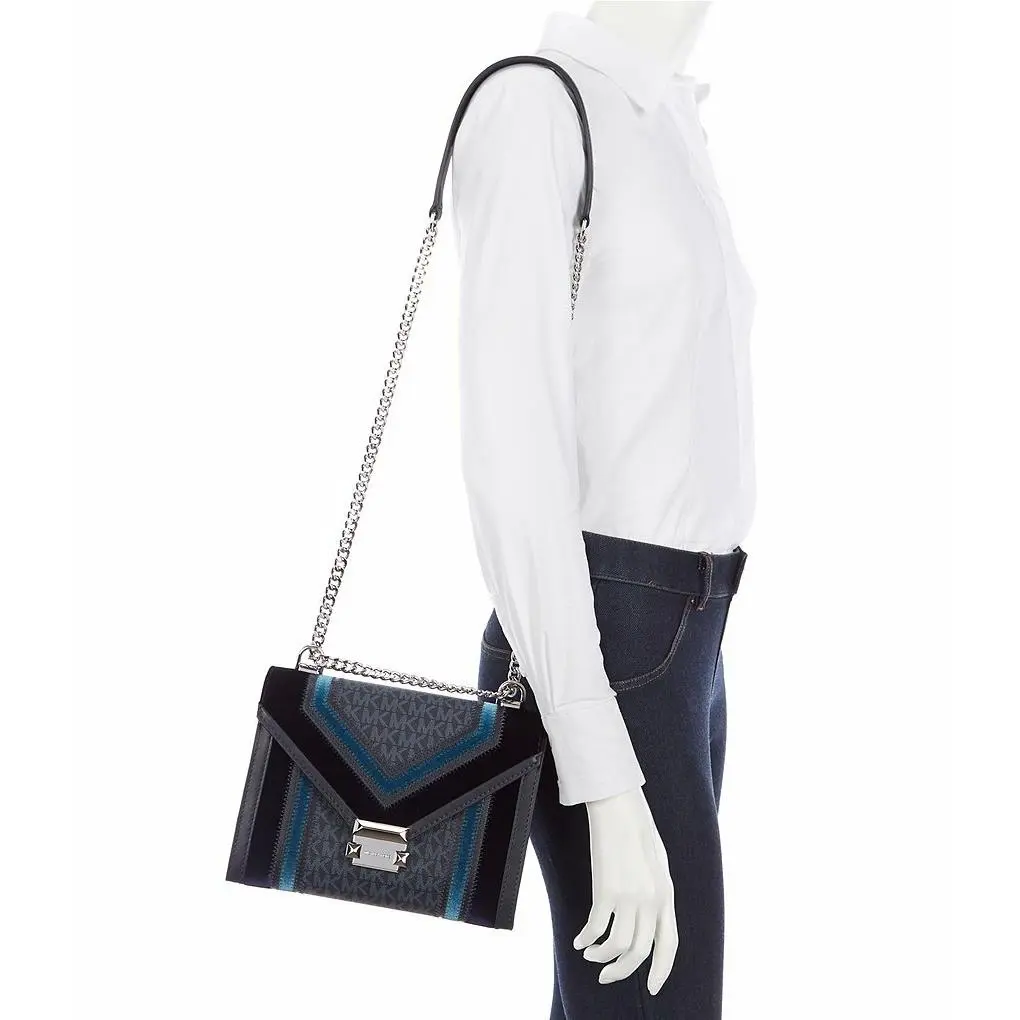 Kors Whitney Signature Colorblock Shoulder Bag. Admiral Blue