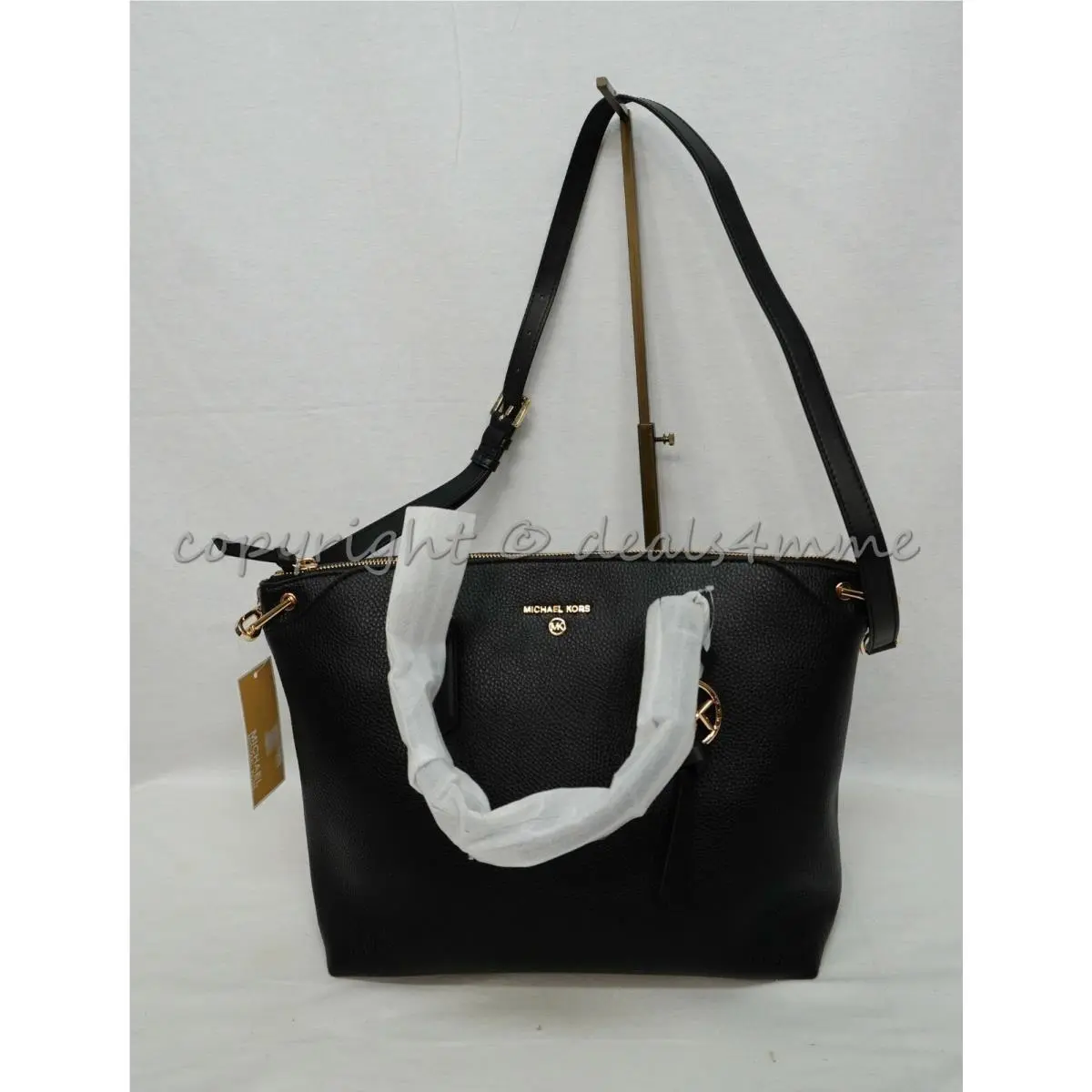 Michael Kors 30F0G1ES3E Elson Vegan Leather Satchel/shoulder Bag Black