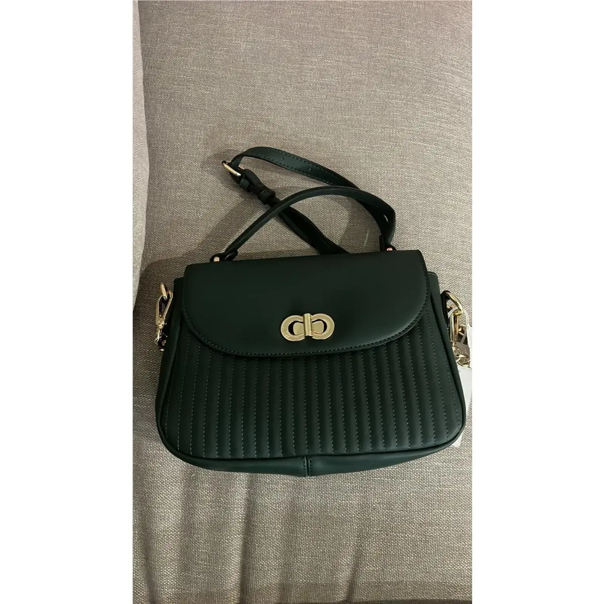 Steve Madden Forrest Green Quilted Crossbody Bag Purse with Gold Accent
