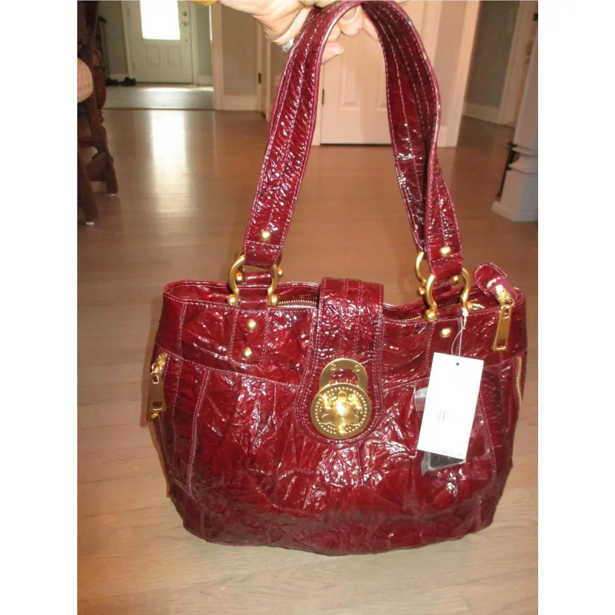 Steven by Steve Madden Burgundy Leather Gold Tone Hardware Shoulder Bag