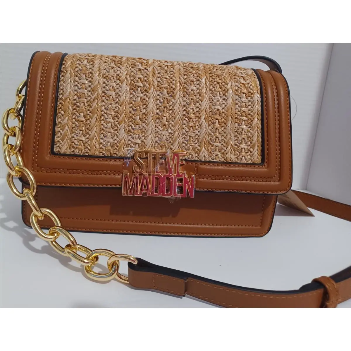 Bsaffron Conag/multi Woven Raffia Crossbody by Steve Madden
