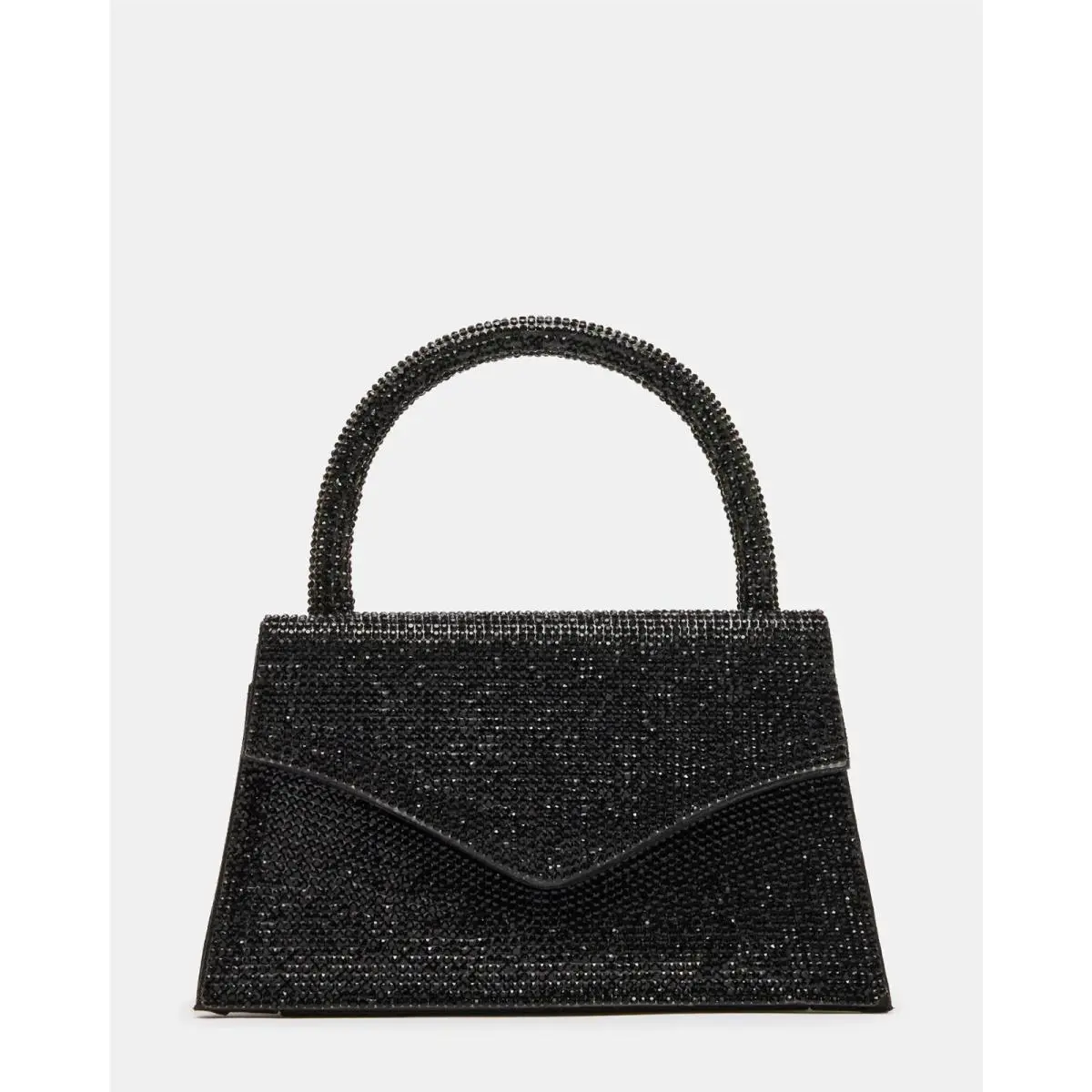Steve Madden Amina Black Rhinestone Mini Trapezoid Top Handle Crossbody Handbag