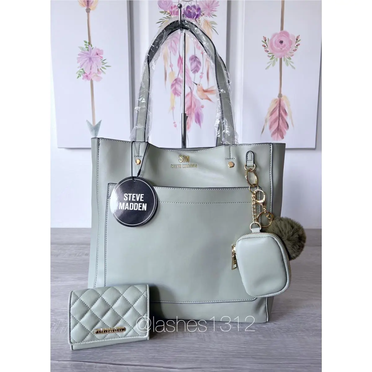 Steve Madden Bag Blindy Tote Wallet Set - Jade Green