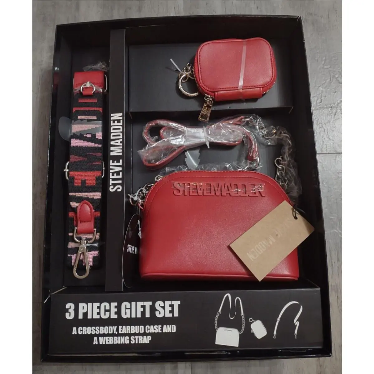 Steve Madden Crossbody Bag Purse Chevy Red 3-Piece Gift Set