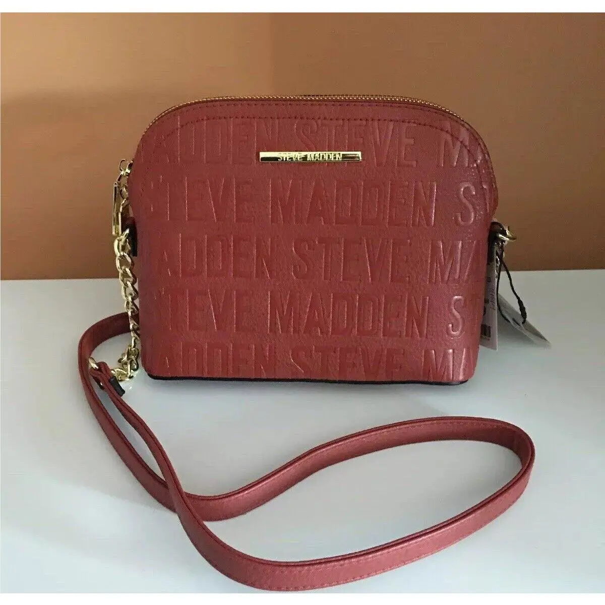 Steve Madden Handbag Bmaggie Persimmon Dome Stamped Handbag Crossbody