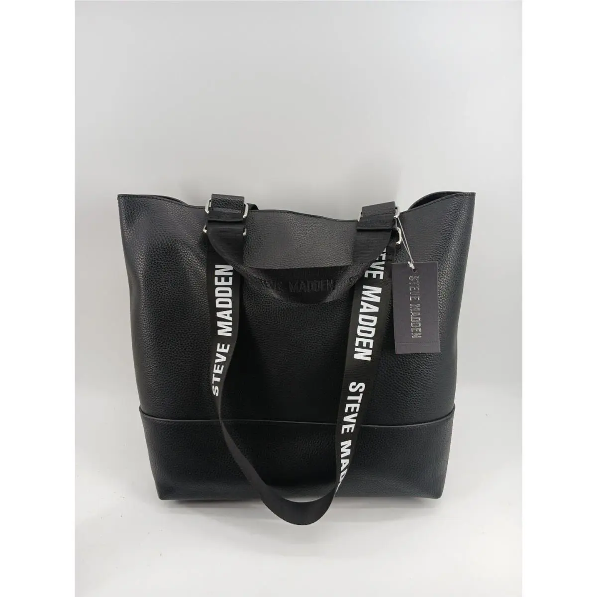 Steve Madden Black Handbag Make-up Bag Carry Shoulder Handle Leather