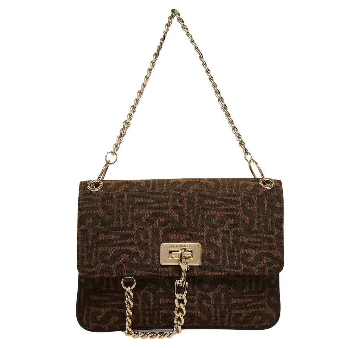Steve Madden Bhearst Signature Monogram Print Honey/brown Crossbody Shoulder Bag