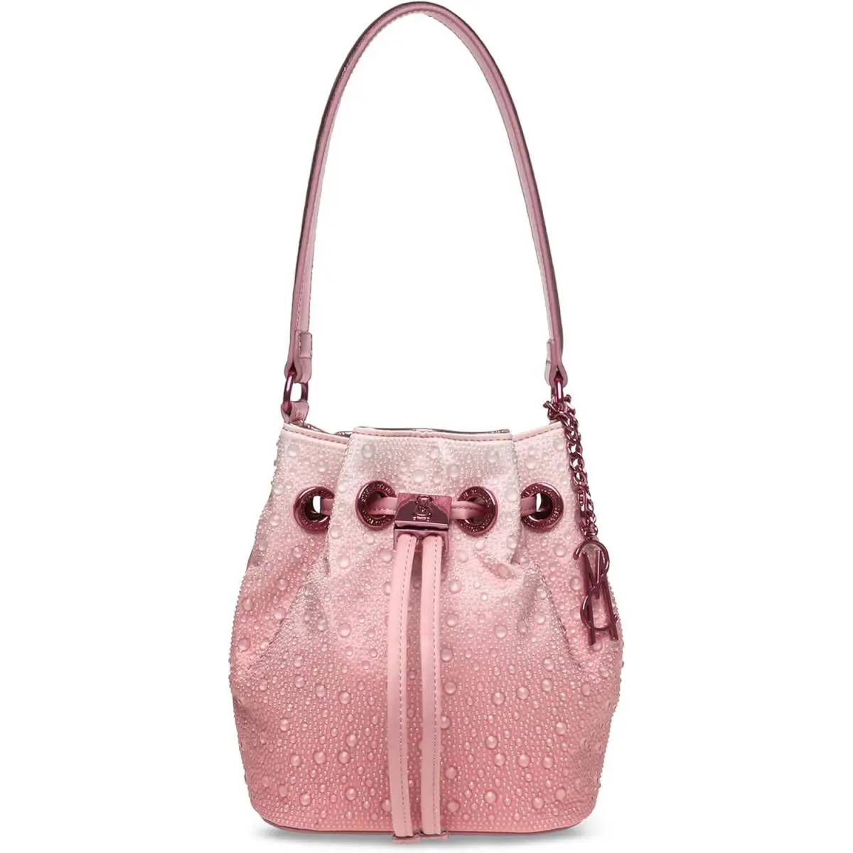 Steve Madden Bmay Mini Drawstring Clear Rhinestone Encrusted Pink Shoulder Bag