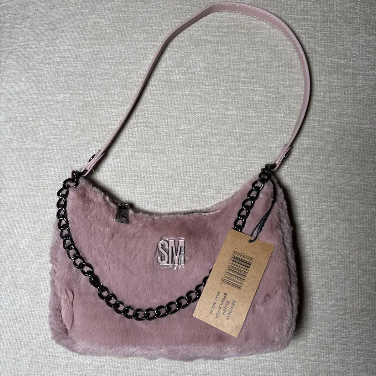 Steve Madden Bpaula Shoulder Bag Purse Pink Blush Fur Cha