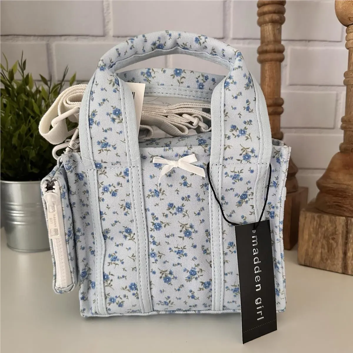 Madden Girl - Steven Madden Blue Floral with Bow Mini Tote - Tiktok Viral