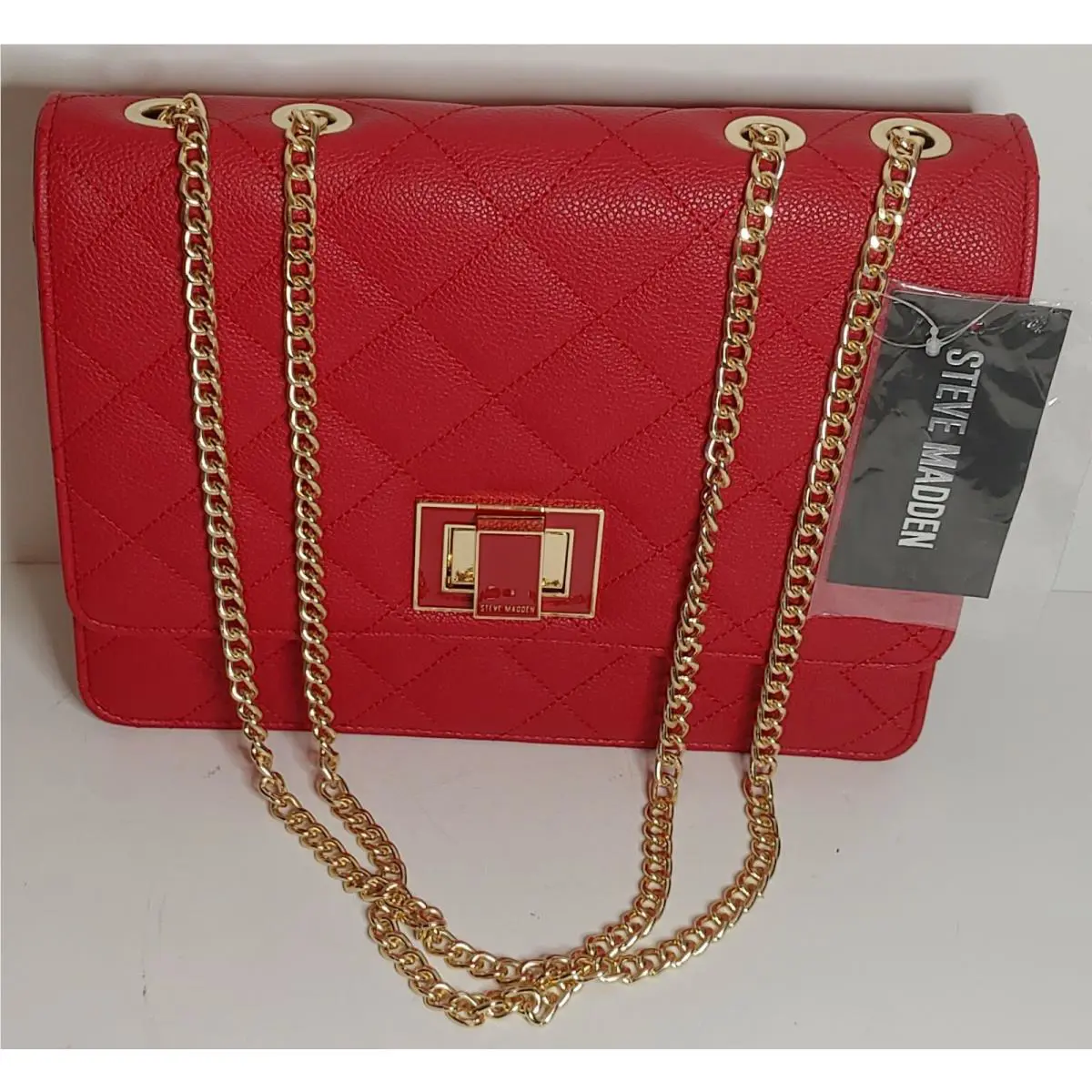Steve Madden Bclara Red Gold Chain Shoulder Strap Handbag