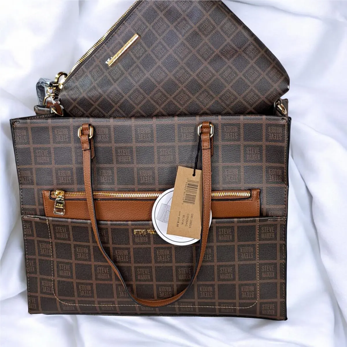 Steve Madden Bag Tote Cognac Blivia DR128825 Convertible 2 Piece
