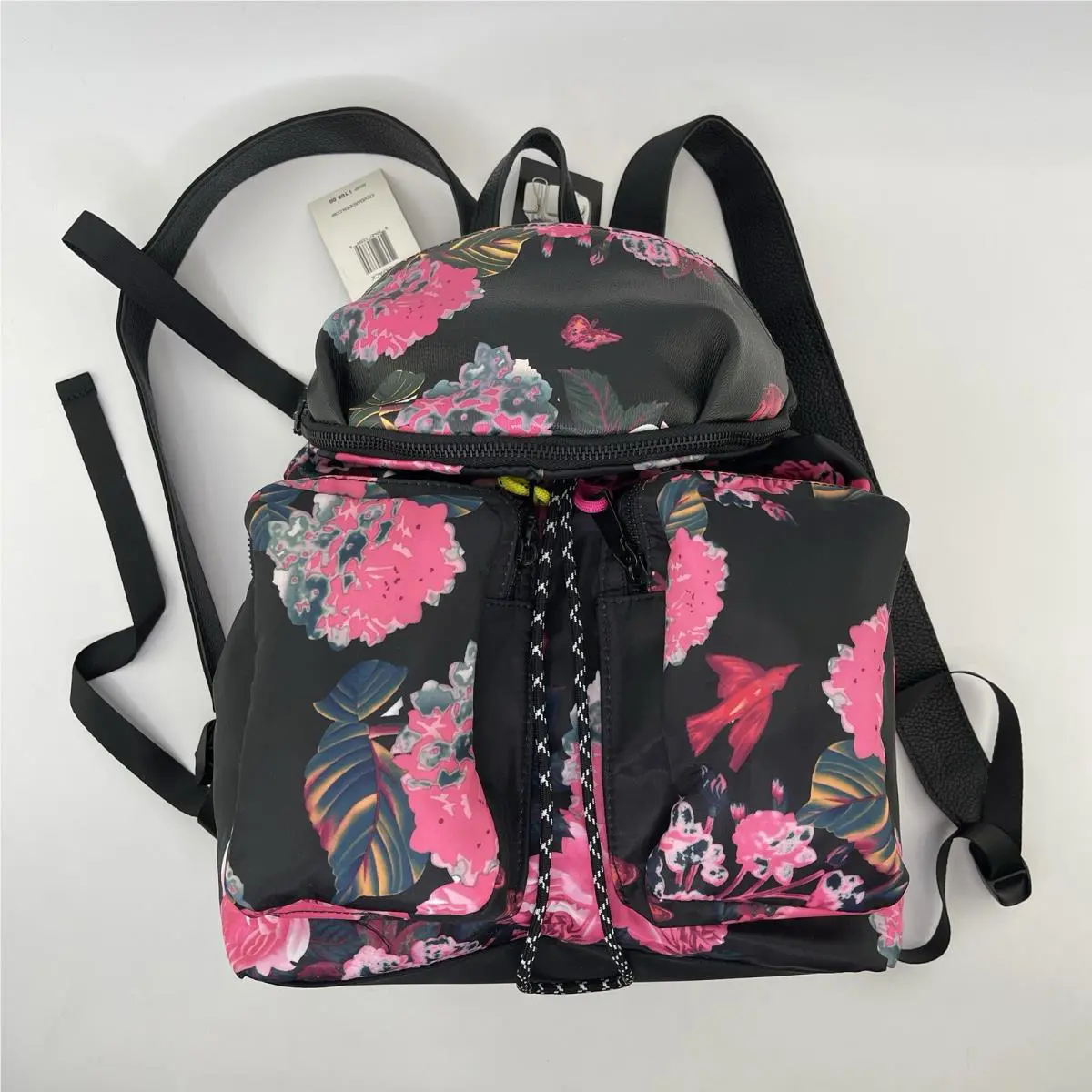 Lily Backpack with Removable Belt Bag Black Pink Floral by Steve Madden