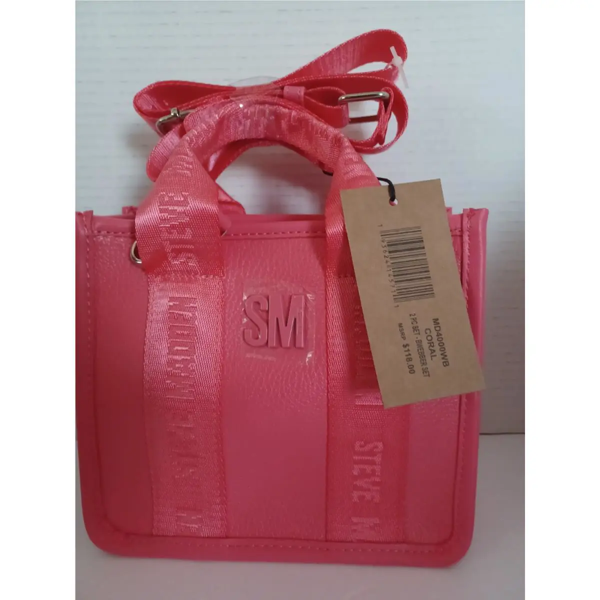 Steve Madden Bwebber `new Micro` Crossbody Tote Guitar Strap/top Handle. Coral