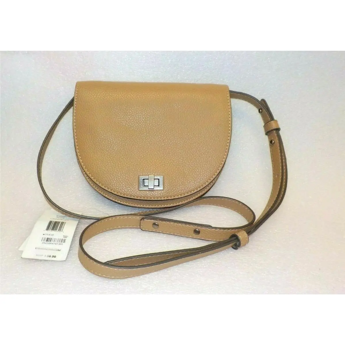 Steve Madden Women`s Handbag Purse Brown Gold Luann Crossbody Zip