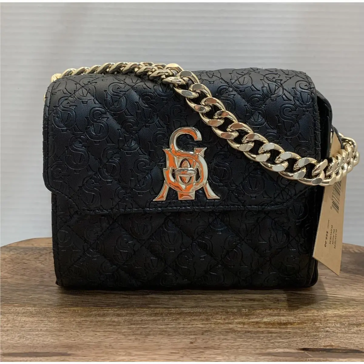 Steve Madden Black Bjavier Logo Embossed Bag