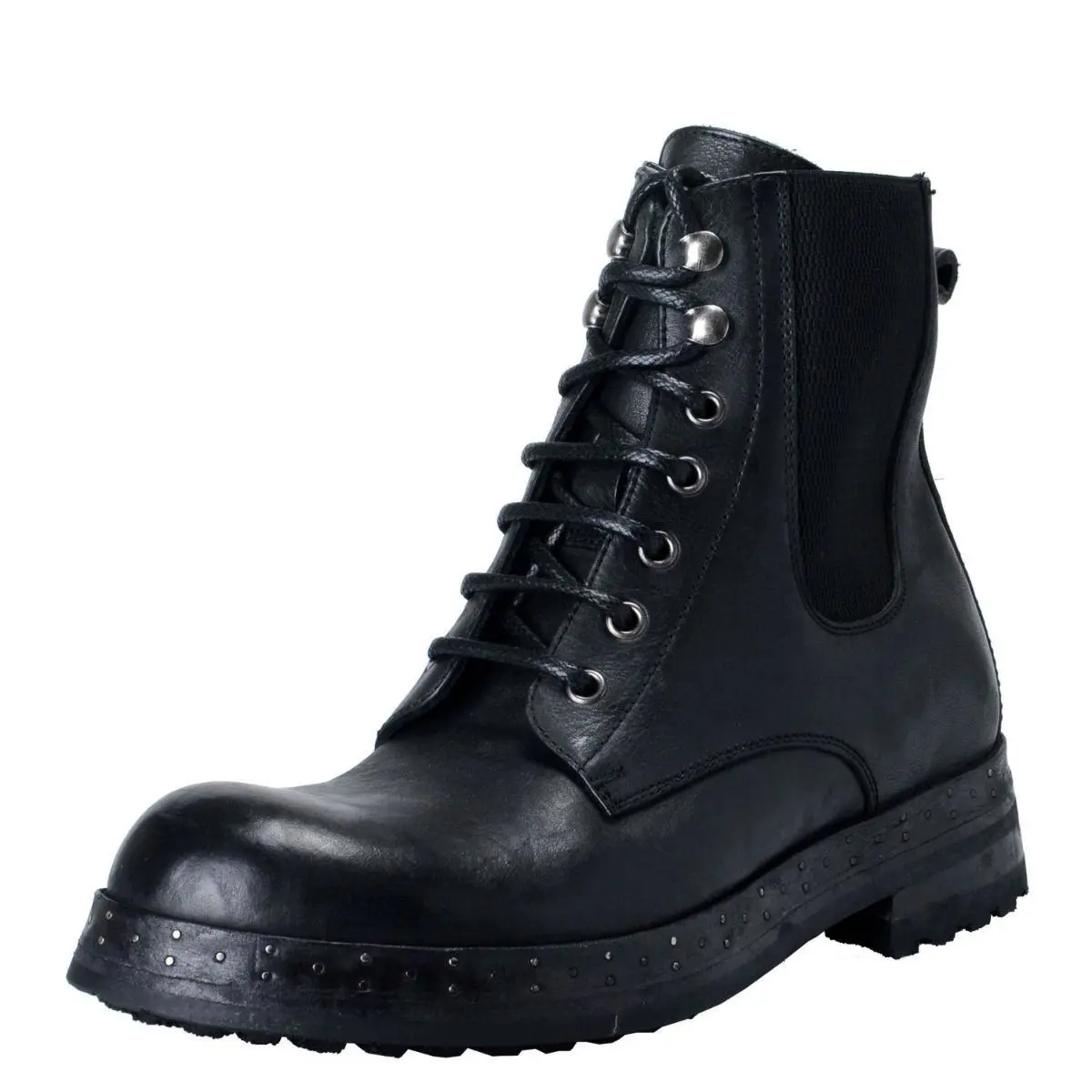 Dolce Gabbana Men`s Black Leather Military Boots Shoes Sz 6 7 9 10 by Dolce & Gabbana