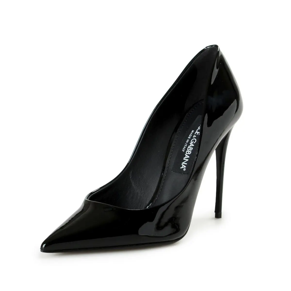 Dolce Gabbana Women`s Black Patent Leather High Heel Pumps Shoes - Black