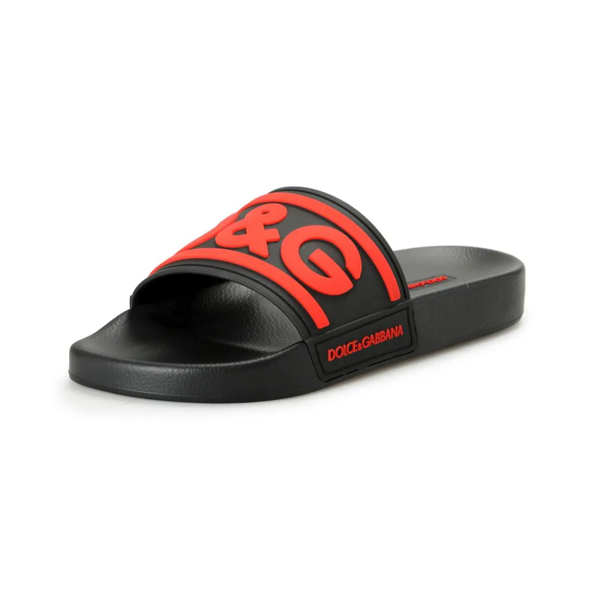 Dolce Gabbana Men`s Black Red Logo Print Rubber Flip Flops Sandals Shoes by Dolce & Gabbana