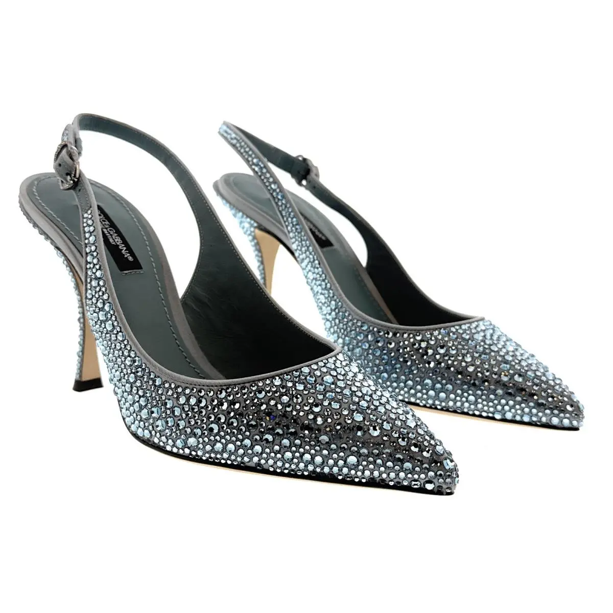 Dolce Gabbana Blue Crystal Embellished Slingback Pumps-EU35 - Light Blue