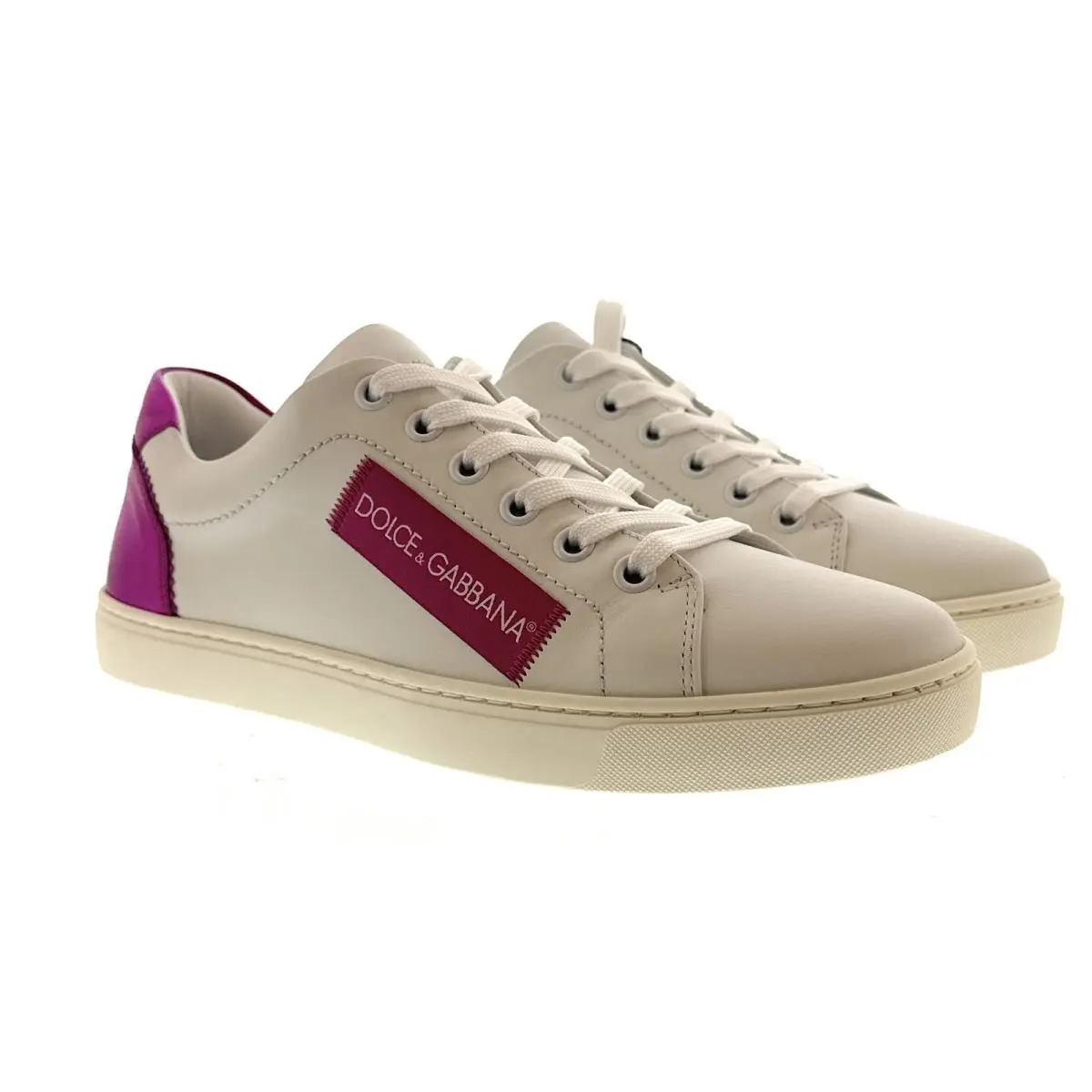 Dolce Gabbana White/fuchsia Classic Colorblock Sneakers-EU36