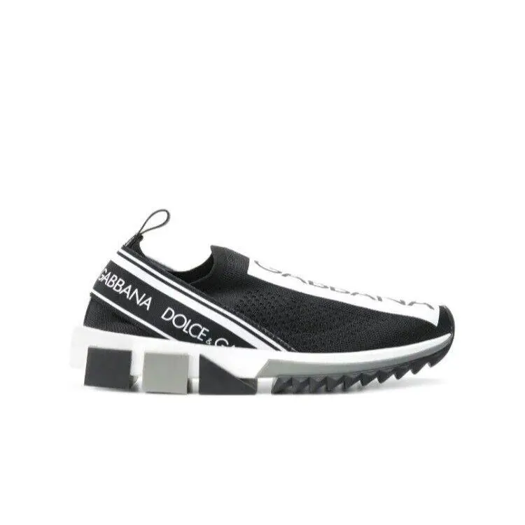 Dolce Gabbana Mens Sorrento Logo Slip On Sneakers Black Size 38.5 EU