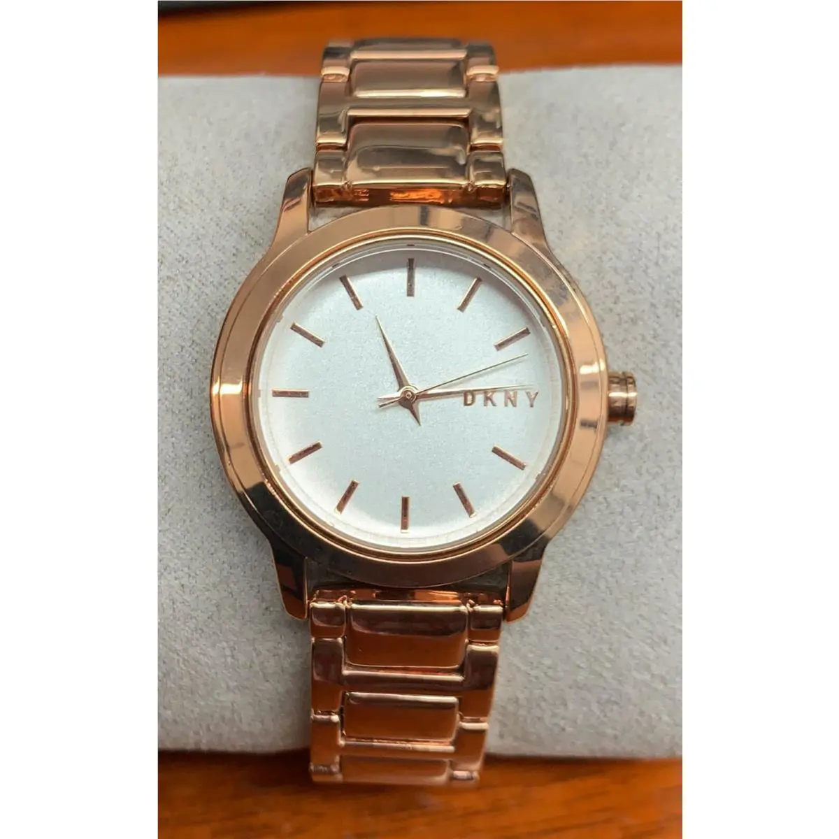 Dkny Tompkins Silver Pearlized Dial Rose Gold-tone Ladies Watch NY2210