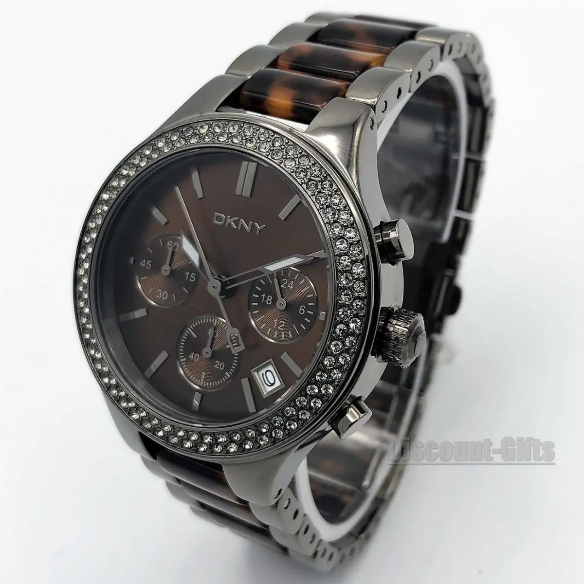 Dkny Brown Dial Gunmetal Ion-plated and Tortoise-shell Acetate Ladies NY8668