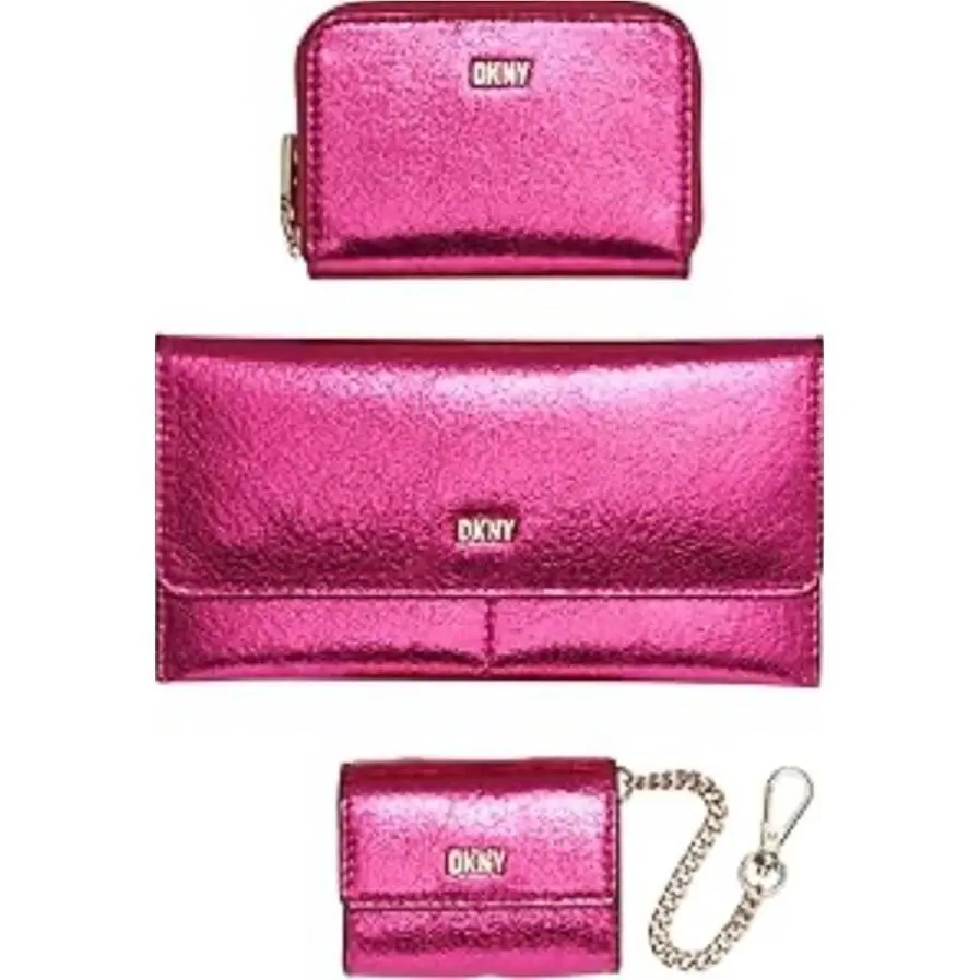 Dkny Women’s Lumen 3 Piece Wallet Set in Gift Box Pink