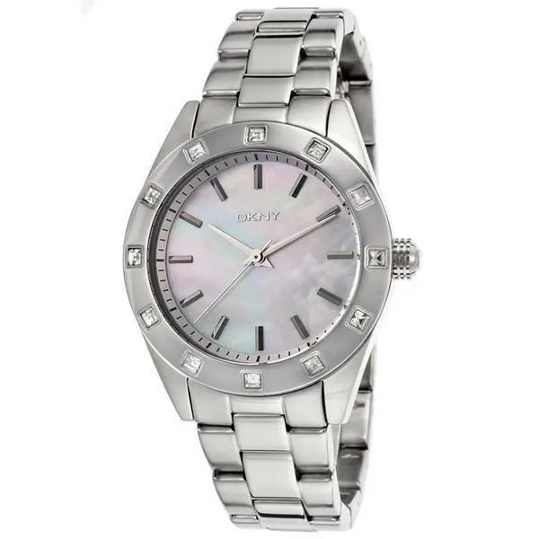 Dkny Glitz Mother of Pearl Stainless Steel Womens Watch NY8660