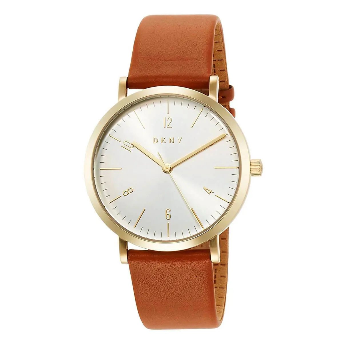 Dkny Women`s Watch Minetta Quartz Brown Leather Strap Silver Tone Dial NY2613 by DKNY