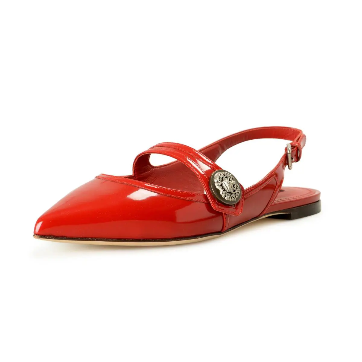 Dolce Gabbana Women`s Patent Leather Slingback Sandals Shoes US 8.5 IT 38.5 by Dolce & Gabbana