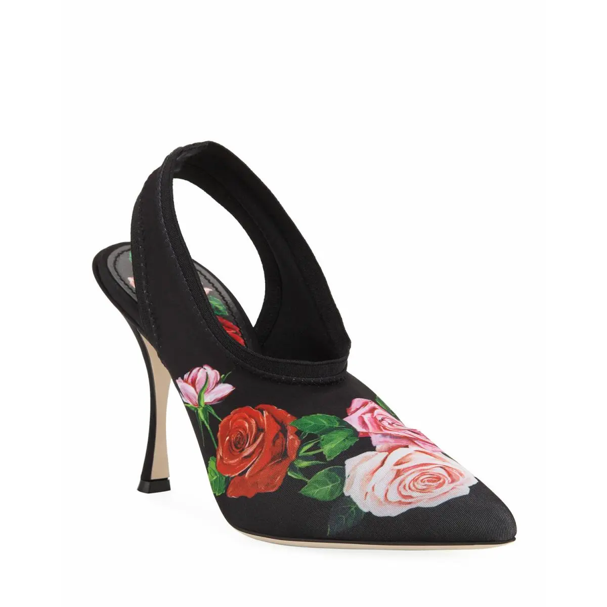 Dolce Gabbana Rose-print Jersey Slingback Pumps Shoes Size 36.5 Msrp: by Dolce & Gabbana