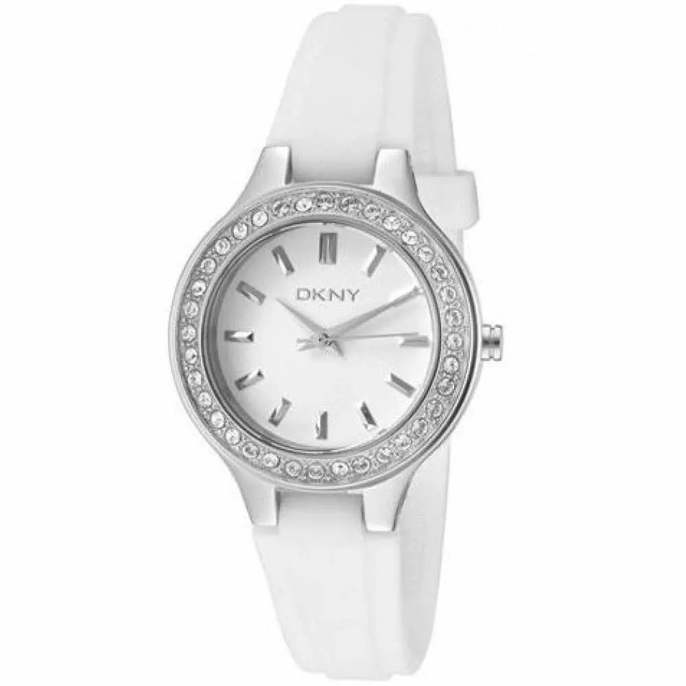 Dkny NY8144 White Dial White Silicone Strap Women`s Watch