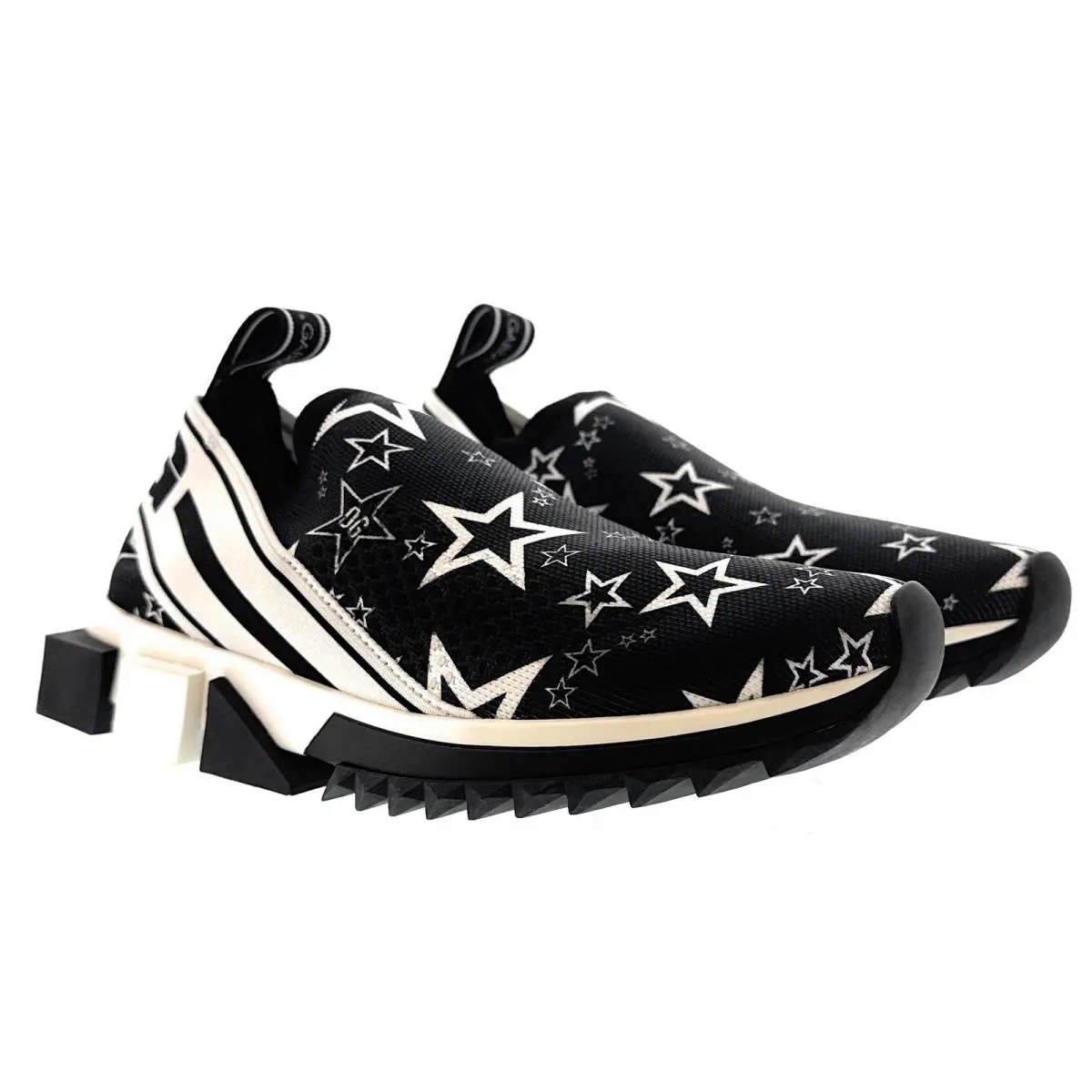 Dolce Gabbana Fancy Black Starknit Slip On Sneakers-EU36