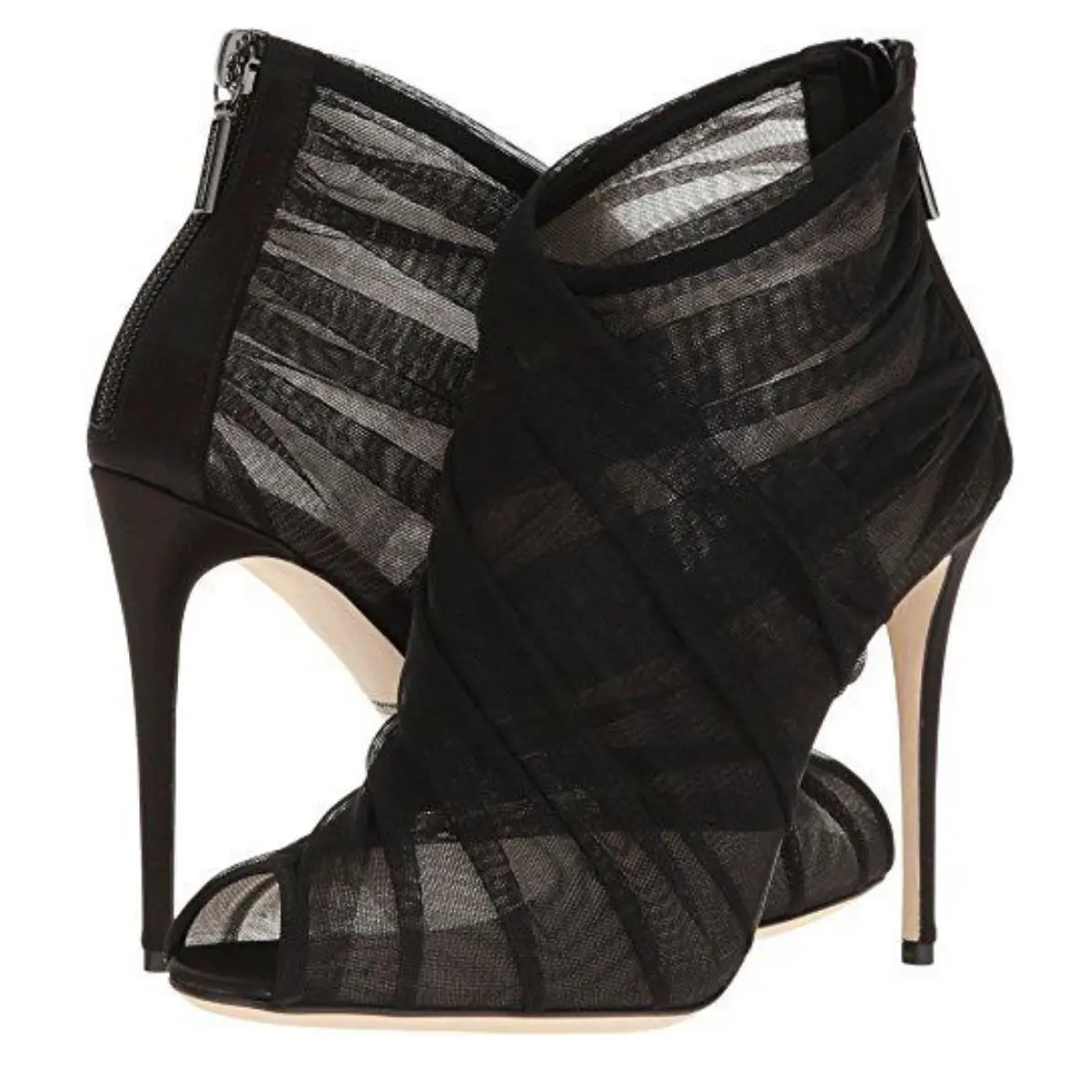 w Box Dolce Gabbana Open Toe Ankle Bootie Shoes High Heel Black 39.5 by Dolce & Gabbana