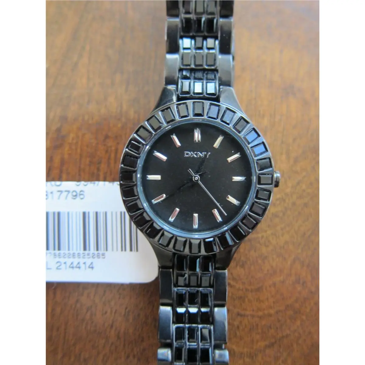 Dkny NY8302 Black Steel Crystal Baguette Stones Dial Bracelet Watch Jewelry