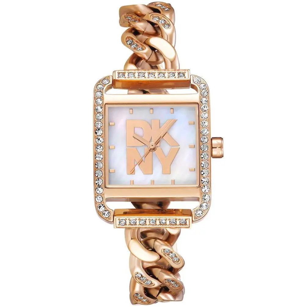 Dkny Women`s DK1L080M0035 Iconic City Glitz Mop Dial Rose-gold IP Steel Watch - Dial: White Mother-of-Pearl, Band: Rose-Gold