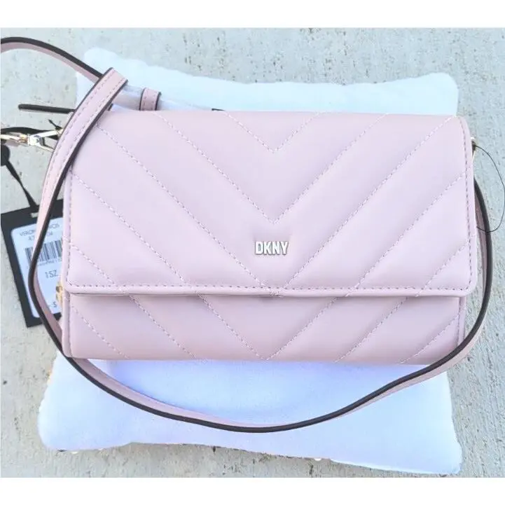 Dkny Veronica Wallet ON String Crossbody Purse Clutch Light Pink