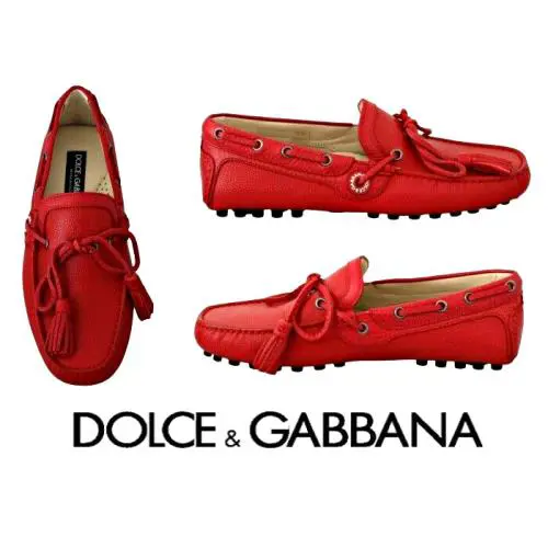 Dolce Gabbana Pebbled Leather Loafers Driving Moccasin Slip-on Shoes US 7/ IT 40