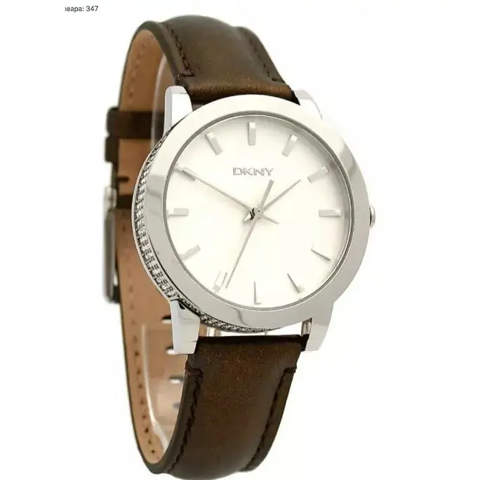 Dkny Brown Leather Strap with Glitz Crystal Women s Watch NY8320