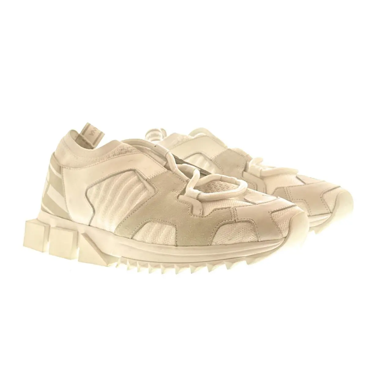 Dolce Gabbana Men`s White Techno-fabric Sneakers Chunky Futuristic Sole-EU41
