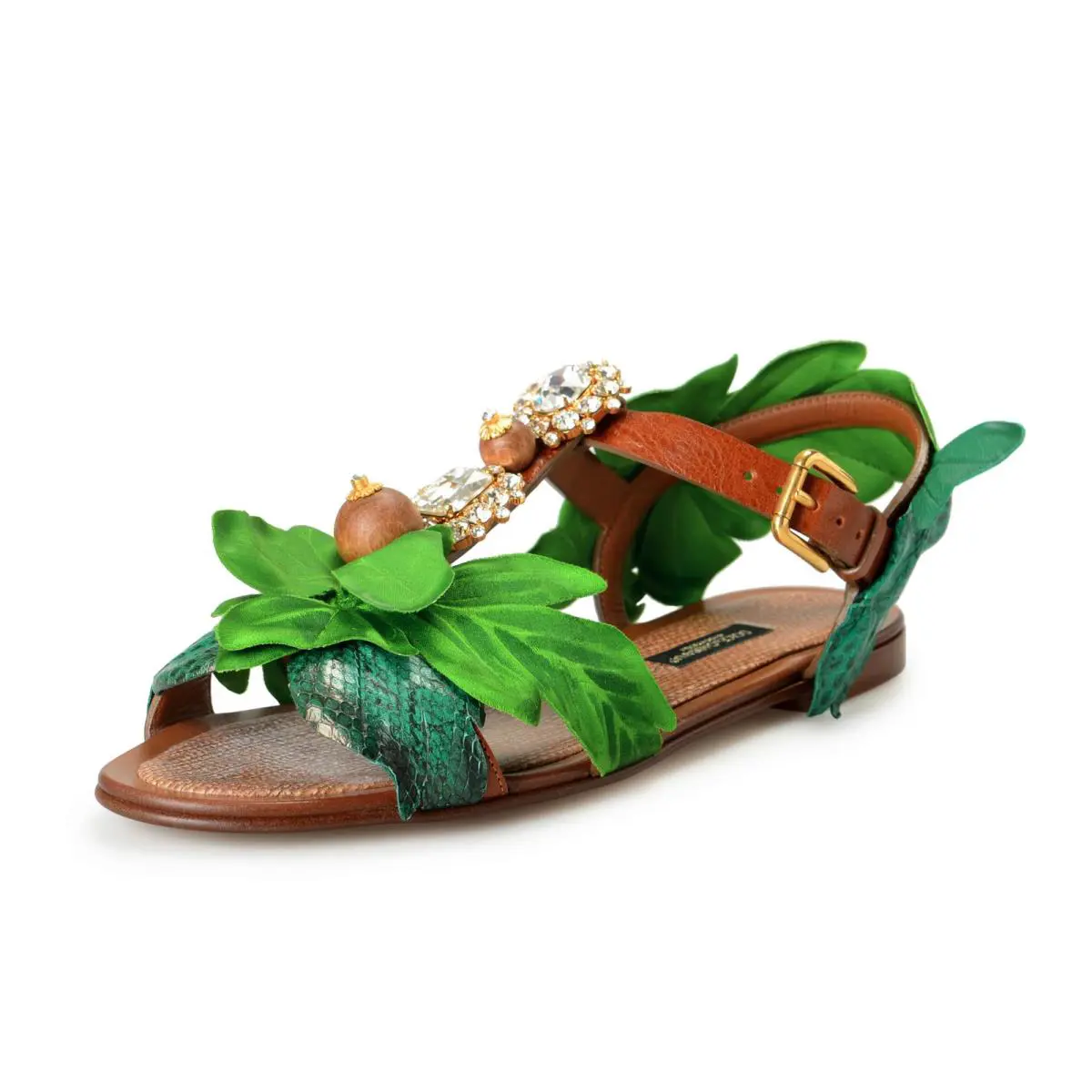 Dolce Gabbana Women`s Silk Snake Floral Print Sandals Shoes US 6.5 IT 36.5 by Dolce & Gabbana