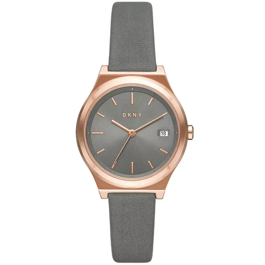 Dkny NY2972 Women`s 34mm Parsons Date Gray Leather Watch by DKNY