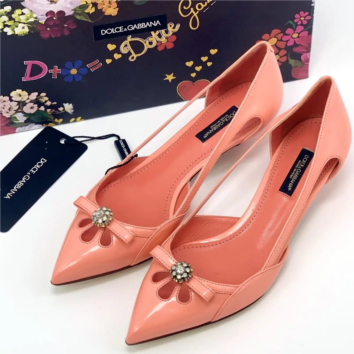 Dolce Gabbana Pink Leather Kitten Heels Crystal Pumps Shoes EU 36 US 5.5/6 by Dolce & Gabbana