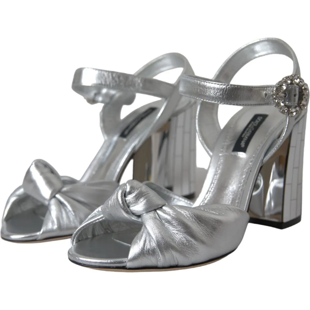 Dolce Gabbana Shoes Silver Lambskin Leather Heels Sandals EU40.5 /US10 1200usd