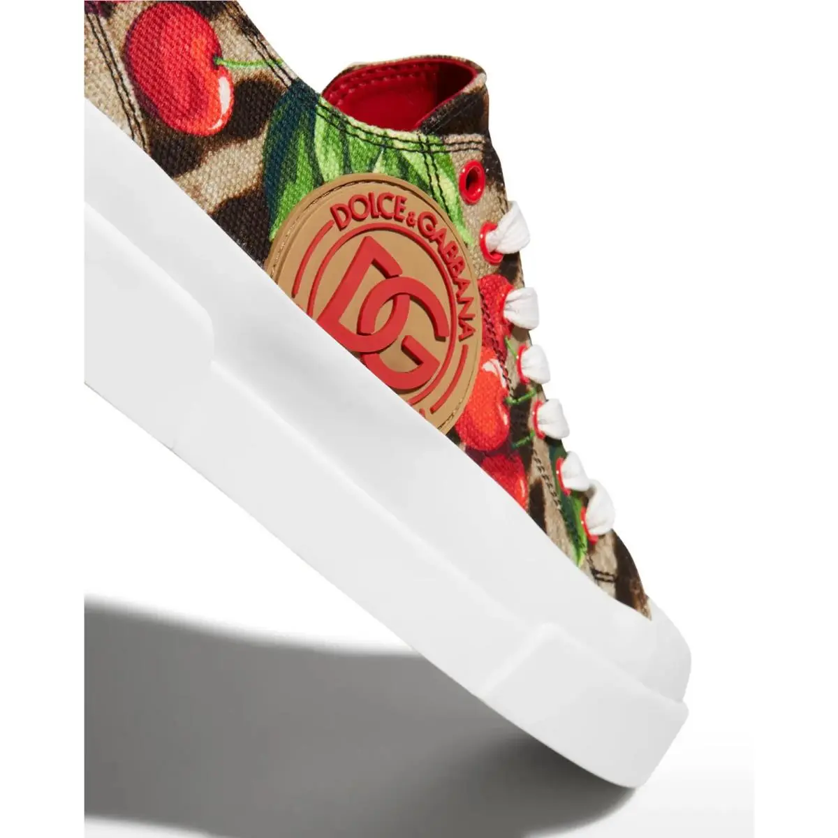 Dolce Gabbana Portofino Cherry Leopard Low-top Sneakers Sz 39.5 Msrp: - Multicolor