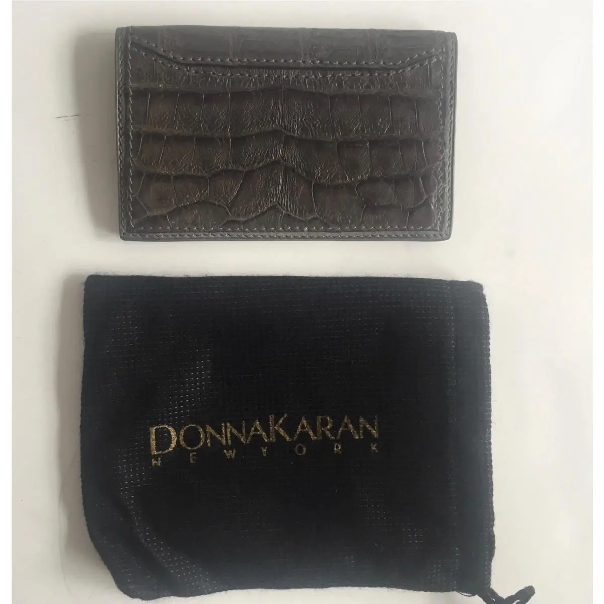 Donna Karan Collection Gray Crocodile Card Case