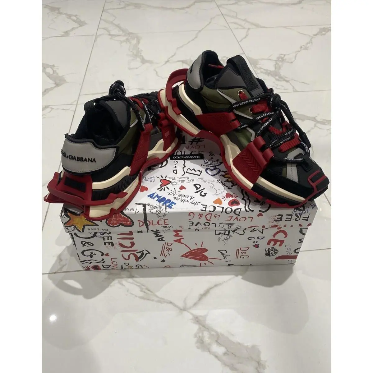 Dolce Gabanna D G Mixed Material Space Sneakers